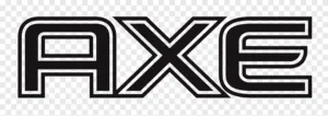 شعار منتج Axe للعناية الشخصية باللون الأسود والفضي على خلفية بيضاء